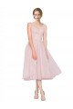 Outlet Short Tea Length Wide Strap Plunge Cross Over Neckline Tulle Cocktail Bridesmaid Dress
