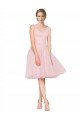 Outlet Short Knee Length Wide Strap Plunge Cross Over Neckline Tulle Cocktail Bridesmaid Dress