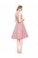 Outlet Short Knee Length Wide Strap Plunge Cross Over Neckline Tulle Cocktail Bridesmaid Dress