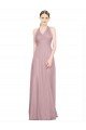 Outlet Ruffled Halter V-Neck Long Tulle Bridesmaid Dress with Pleats