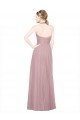 Outlet Ruffled Halter V-Neck Long Tulle Bridesmaid Dress with Pleats