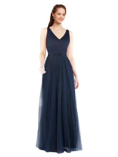Outlet V-Neck Soft and Simple Tulle Bridesmaid Dress