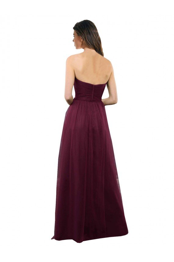 Outlet Strapless Tulle A-line bridesmaid dress with pleated top