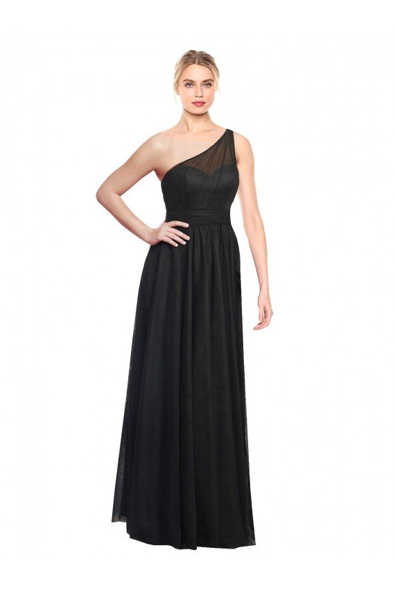 Outlet Ruched One Shoulder Tulle A-Line Bridesmaid Dress
