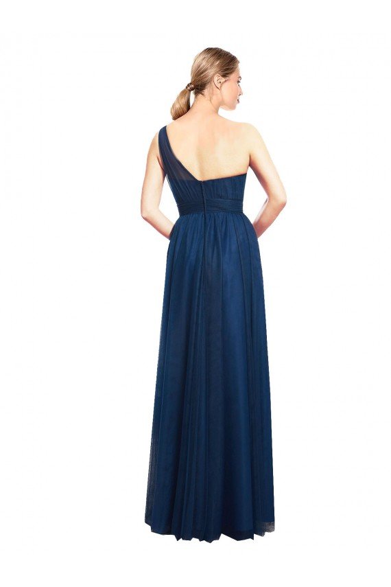 Outlet Ruched One Shoulder Tulle A-Line Bridesmaid Dress