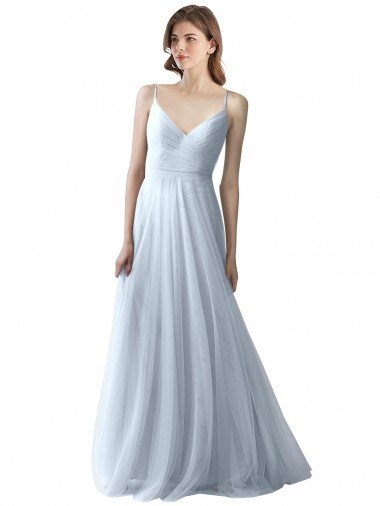 Outlet Wrapped Ruched Natural Waist Slim Soft Tulle Bridesmaid Dress