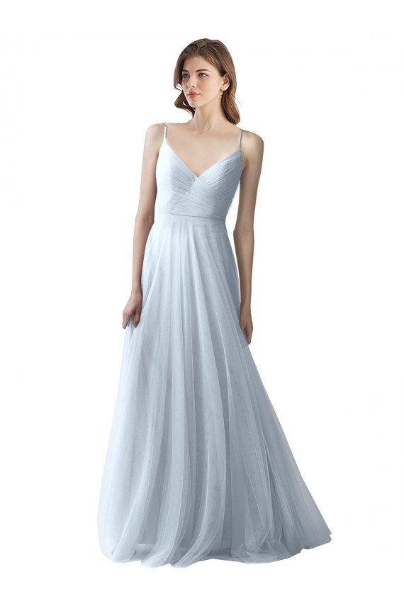 Outlet Wrapped Ruched Natural Waist Slim Soft Tulle Bridesmaid Dress