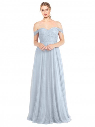 Outlet Sweetheart Neckline Off the Shoulder Tulle Bridesmaid Dress