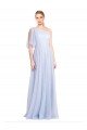 Outlet Flutter Sleeves One Shoulder Long Tulle Bridesmaid Dress