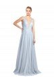 Outlet Plunging Deep V-Neck Long Tulle Bridesmaid Dress with V-Back
