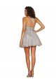 Outlet Halter Neckline Criss Cross Back Short Cocktail Dress with Beaded Lace Bodice