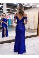 Outlet Cold Shoulder Sleeveless Long Floor Length Velvet Sequin Prom Dress with Slit