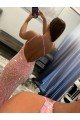 Outlet Open Back One Shoulder Sleeveless Long Sweep Train Velvet Sequin Prom Dress
