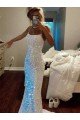 Outlet Long Spaghetti Straps Sleeveless Sweep Train Velvet Sequin Prom Dress