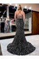 Outlet Spaghetti Straps Sleeveless Long Sweep Train Velvet Sequin Prom Dress