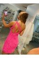 Outlet Short One Shoulder Sleeveless Velvet Sequin Prom Dress
