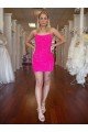 Outlet Spaghetti Straps Open Back Sleeveless Short Velvet Sequin Prom Dress