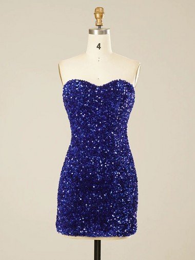 Outlet Short Sweetheart Velvet Sequin Prom Dress