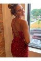 Outlet V-Neck Sleeveless Short Velvet Sequins Prom Dress