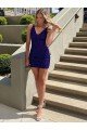 Outlet Short V-Neck Sleeveless Velvet Sequin Prom Dress