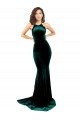 Outlet High Neck Formal Stretch Velvet Bridesmaid Dress / Prom Dress with Black Lace Embroidery