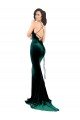 Outlet High Neck Formal Stretch Velvet Bridesmaid Dress / Prom Dress with Black Lace Embroidery