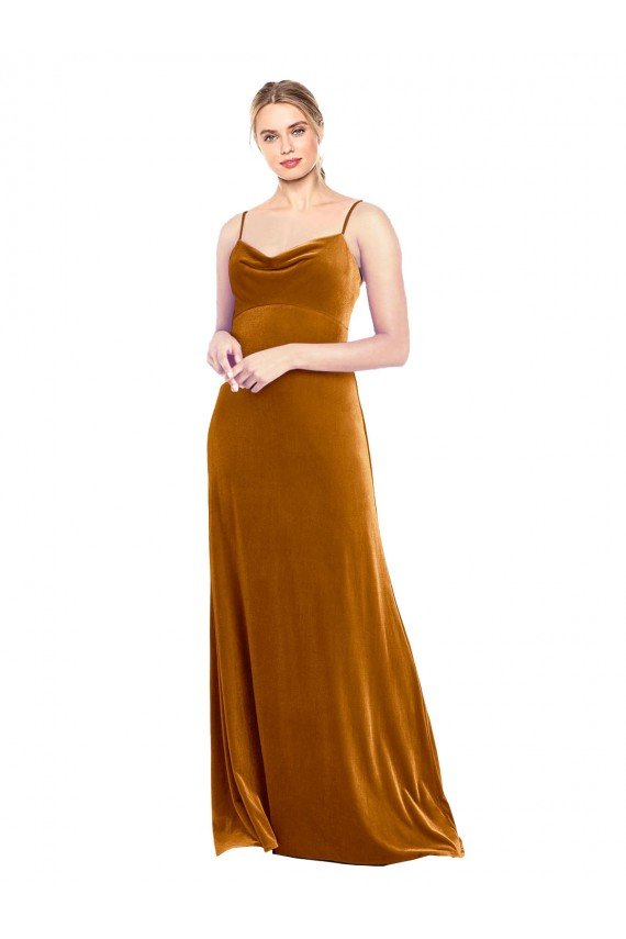 Outlet Long Velvet Cowl Neck Slip Bridesmaid Dress / Prom Dress