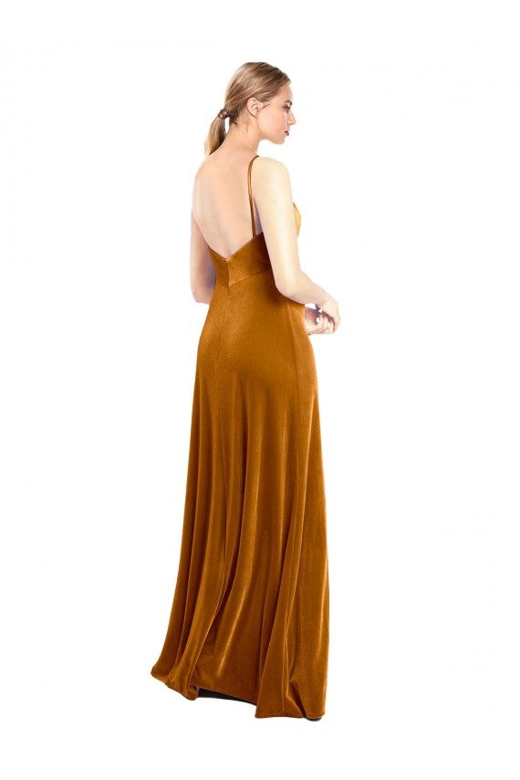 Outlet Long Velvet Cowl Neck Slip Bridesmaid Dress / Prom Dress