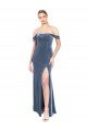 Outlet Draped Sleeves Wide Scoop Neck Off the Shoulder Velvet Bridesmaid Dress / Prom Dress