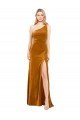 Outlet Sleek One Shoulder Long Formal Velvet Bridesmaid Dress / Prom Dress