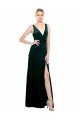 Outlet Sleek V-Neck Long Formal Velvet Bridesmaid Dress / Prom Dress with Side Slit