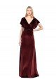 Outlet Flutter Sleeves Open Back Long Velvet Bridesmaid Dress / Prom Dress