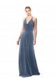 Outlet Halter Cowl Neck Long A-Line Velvet Bridesmaid Dress / Prom Dress with Keyhole Back