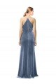 Outlet Halter Cowl Neck Long A-Line Velvet Bridesmaid Dress / Prom Dress with Keyhole Back