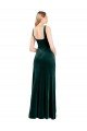 Outlet Square Neck Full Length Velvet Bridesmaid Dress / Prom Dress with Side Slit