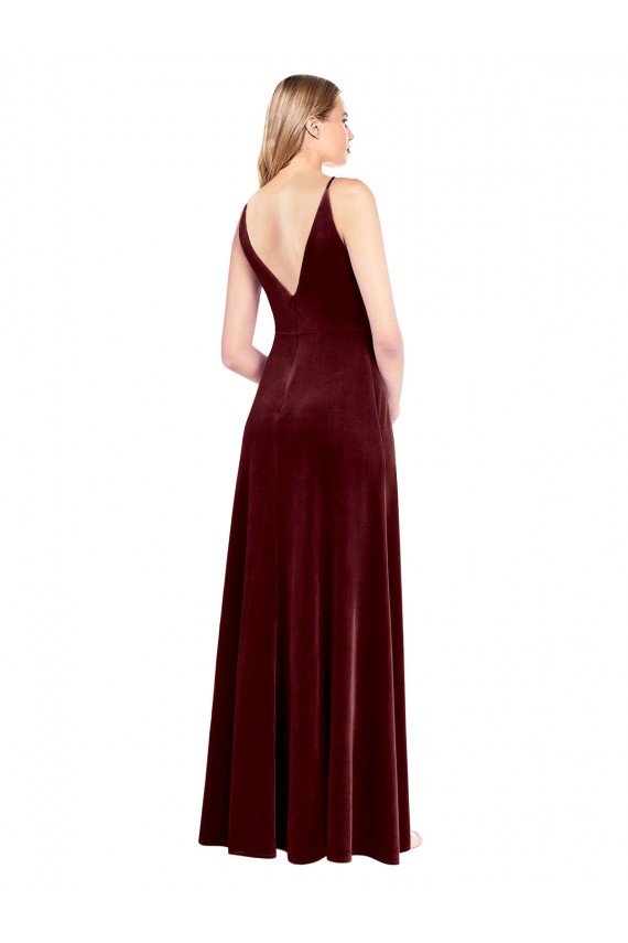Outlet Faux Surplice Neckline Slim A-Line Long Velvet Bridesmaid Dress / Prom Dress