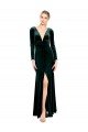 Outlet Plunging V-Neckline Long Sleeves Open Back Velvet Bridesmaid Dress / Prom Dress