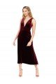 Outlet Daring Plunging V-Neckline Short Midi Cocktail Length Velvet Bridesmaid Dress / Prom Dress