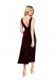Outlet Daring Plunging V-Neckline Short Midi Cocktail Length Velvet Bridesmaid Dress / Prom Dress
