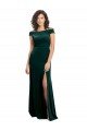 Outlet Floor Length Cap Sleeves Long Formal Velvet Bridesmaid Dress / Prom Dress with High Side Slit