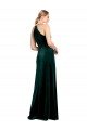 Outlet Long Jewel Neck Full Length Velvet Bridesmaid Dress / Prom Dress with Side Slit