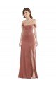 Outlet Off the Shoulder Flounce Sleeve Velvet Maxi Bridesmaid Dress / Prom Dress with Pockets