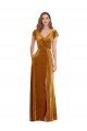 Outlet Cap Sleeve Faux Wrap Formal Velvet Maxi Bridesmaid Dress / Prom Dress with Pockets