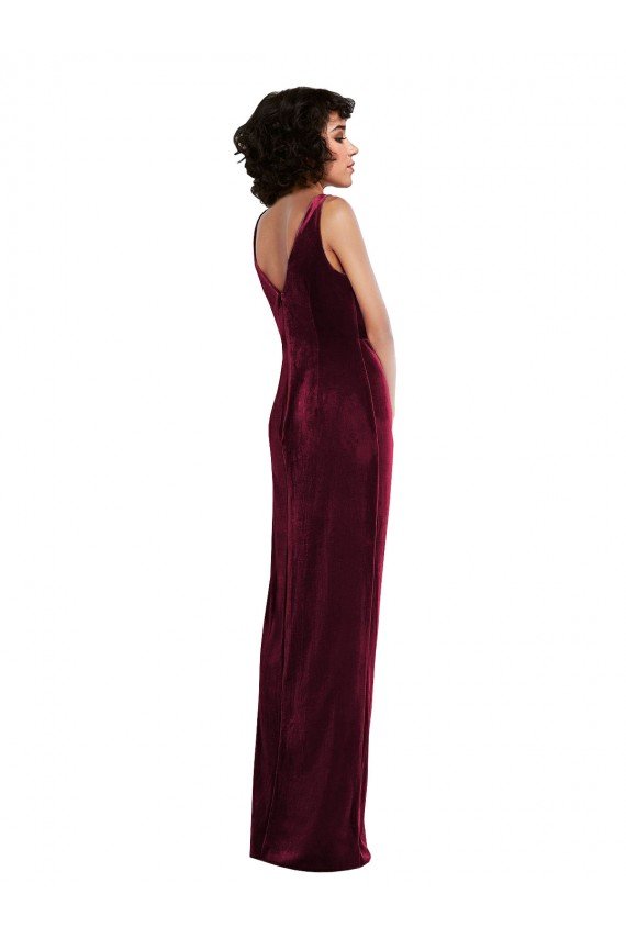 Outlet Draped Skirt Faux Wrap Velvet Maxi Bridesmaid Dress / Prom Dress