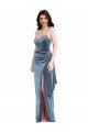 Outlet Spaghetti Strap Formal Velvet Maxi Bridesmaid Dress / Prom Dress with Draped Skirt