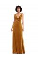 Outlet Twist Front Cutout Velvet Maxi Bridesmaid Dress / Prom Dress with Pockets