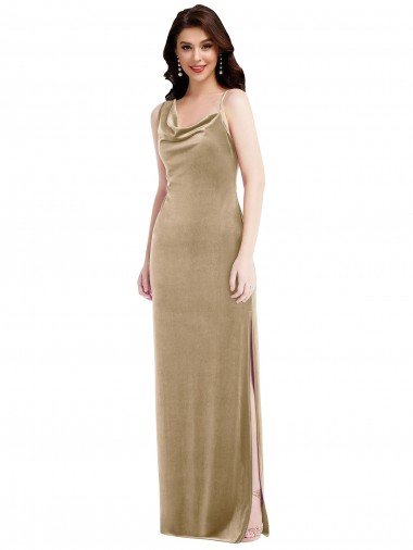 Outlet Asymmetrical One Shoulder Formal Velvet Maxi Slip Bridesmaid Dress / Prom Dress