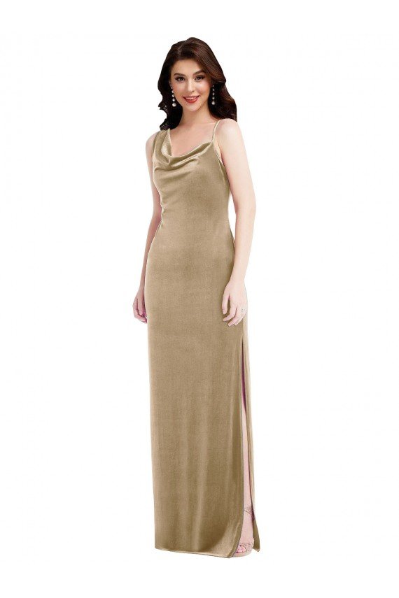 Outlet Asymmetrical One Shoulder Formal Velvet Maxi Slip Bridesmaid Dress / Prom Dress