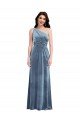 Outlet One Shoulder Draped Velvet Maxi Bridesmaid Dress / Prom Dress