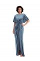 Outlet Flutter Sleeve Open Back Velvet Maxi Bridesmaid Dress / Prom Dress with Pockets & Draped Wrap Skirt Pockets